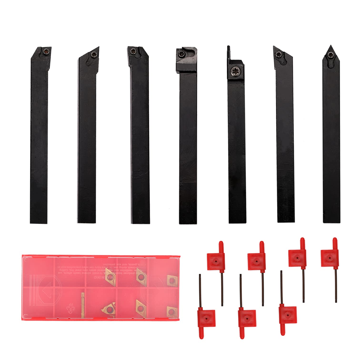 Lathe Turning Tool Set, Weytoll 21pcs 10mm Lathe Tool Holder- Shank Lathe Turning Tool Holder Boring Bar Carbide Inserts Lathe Turning Tool, Woodturning Power Lathe Accessories