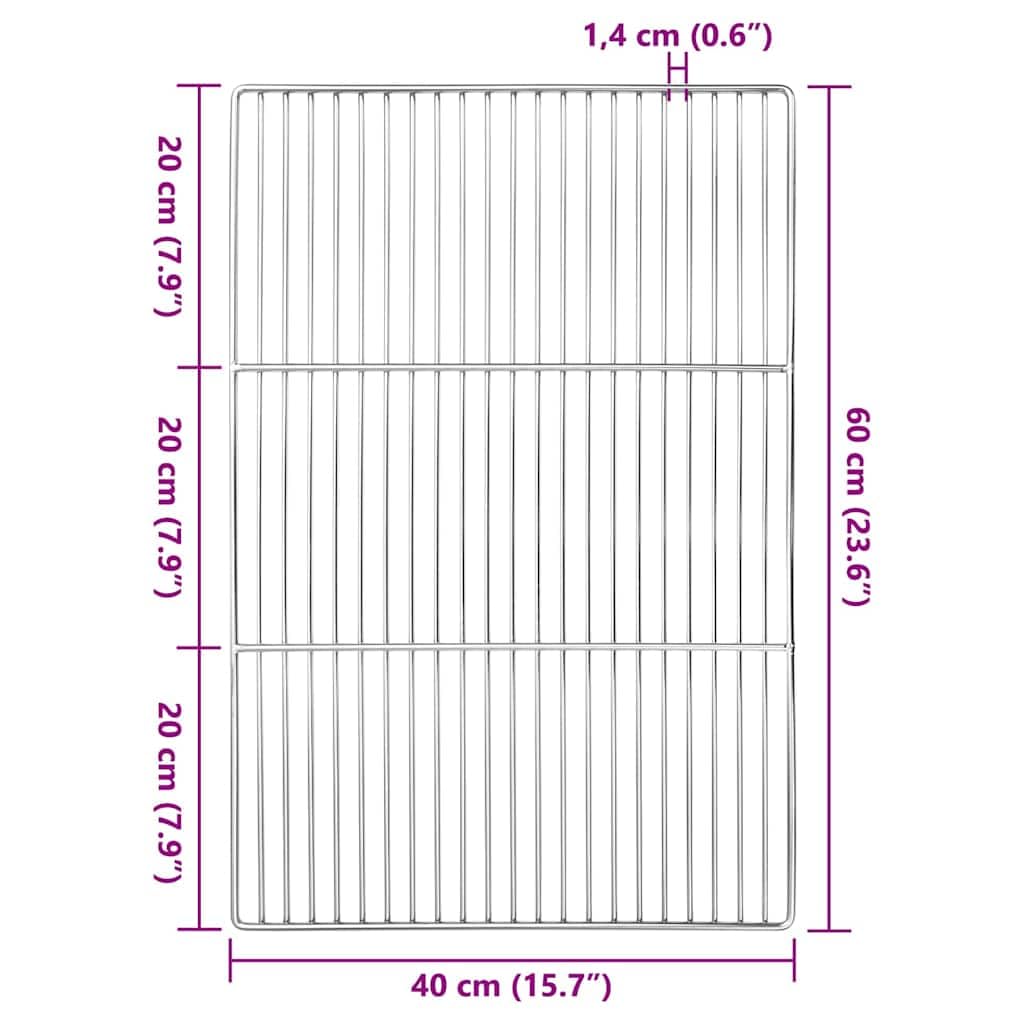vidaXL Ruszt grillowy 60 x 40 cm Stal nierdzewna srebrny