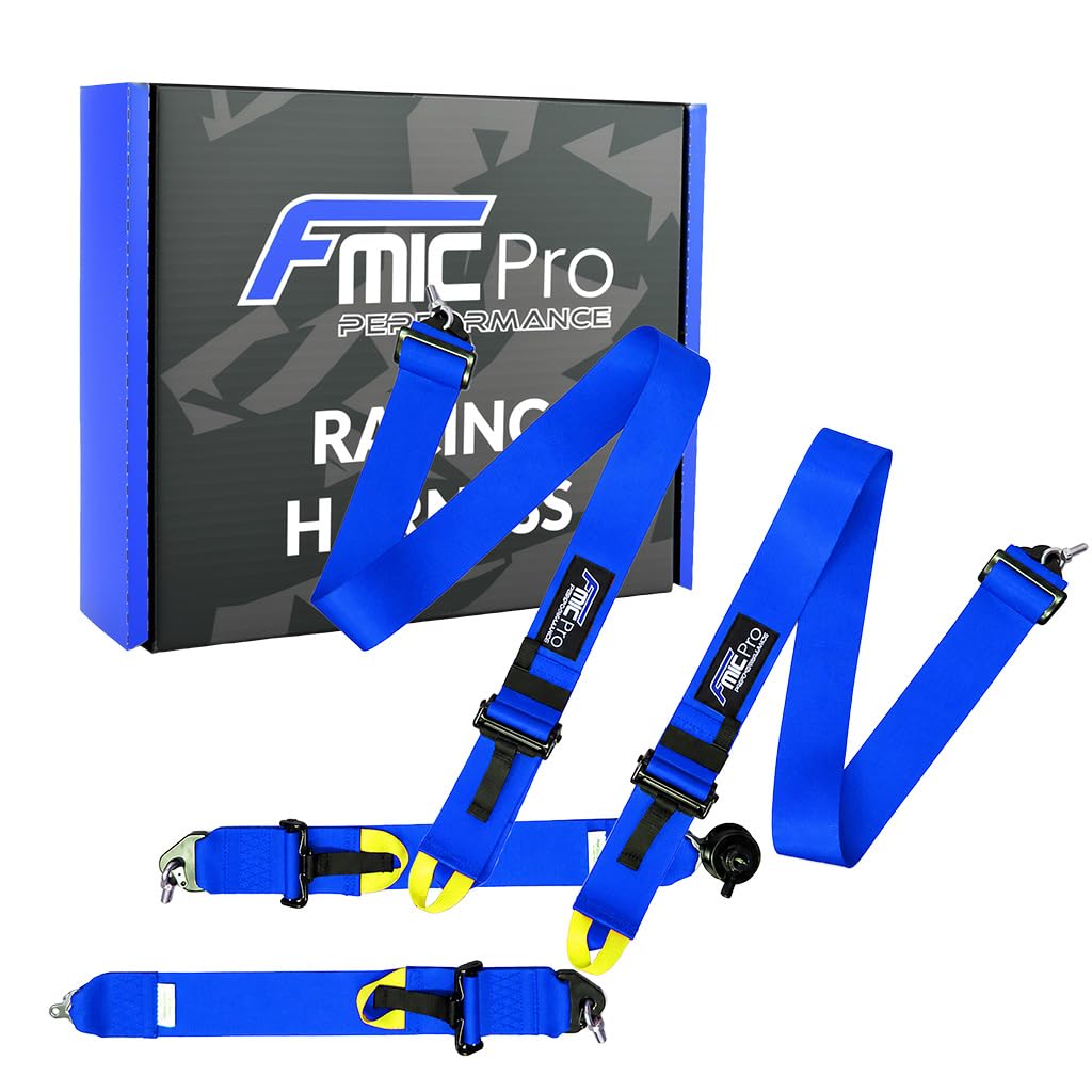 FMIC.EU Performance FMIC.Pro 4-Punkt FIA 8854/98 Renngurt für Motorsport und Trackday mit 3" Schulter- und Beckengurten blau, Schnellverschluss und 2031 Homologation