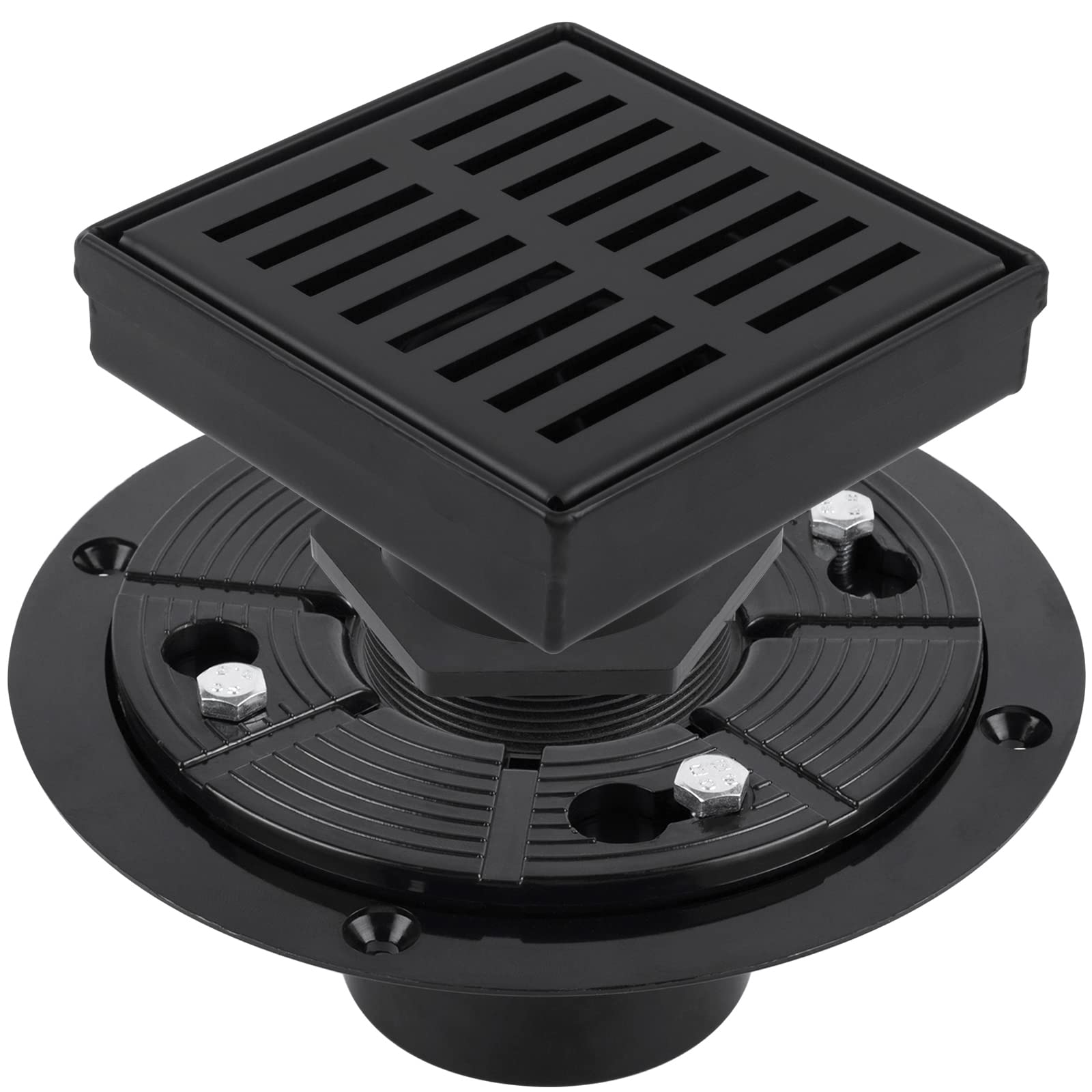 Buy 4 Inch Black Shower Drain with Adjustable Shower Drain Base Flange
