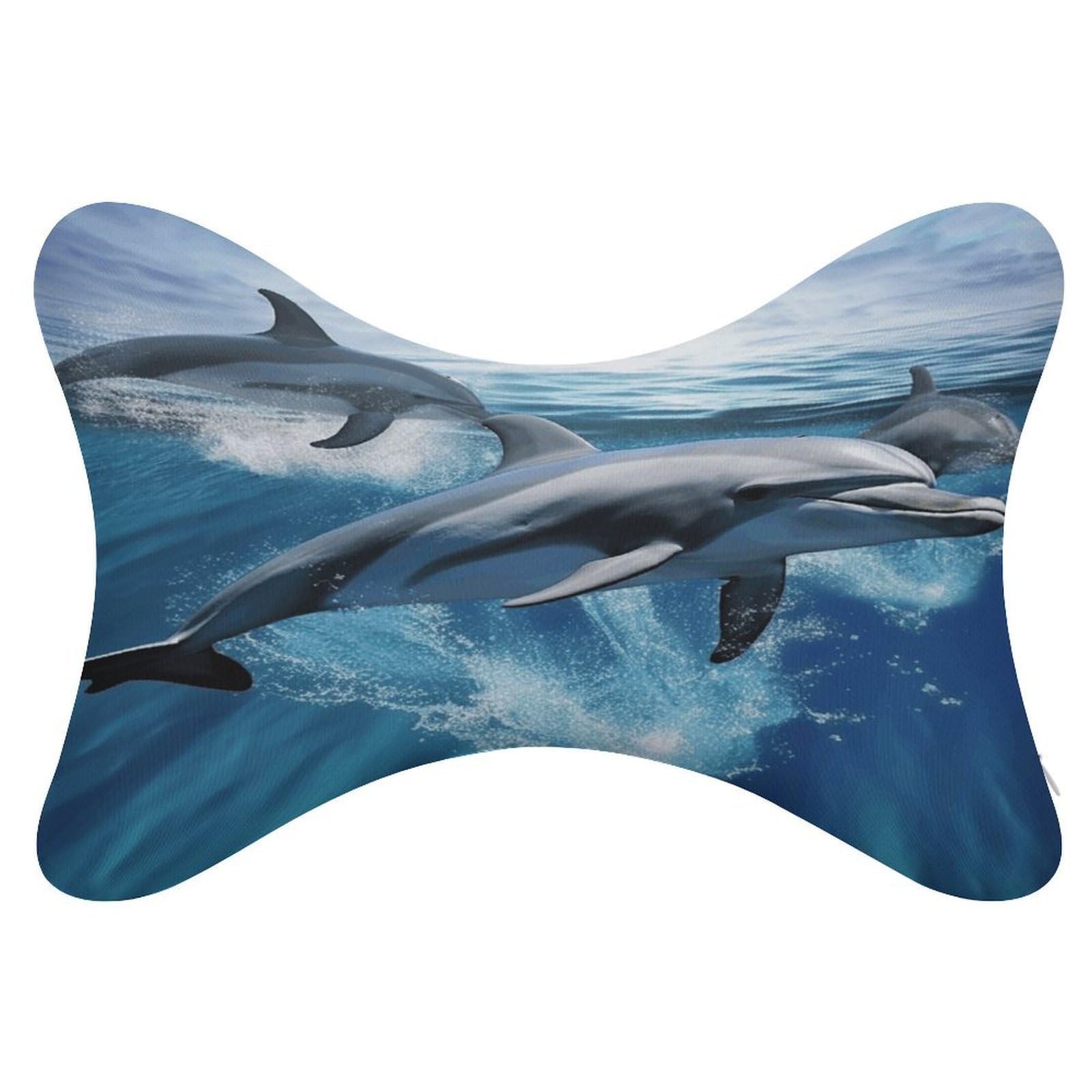 FekiLoot Dolphins Car Headrest Set of 2,Softness Memory Foam Car Neck Pillow with Breathable Removable Cover Car Neck Support Pillow Ergonomic for Driving, Office