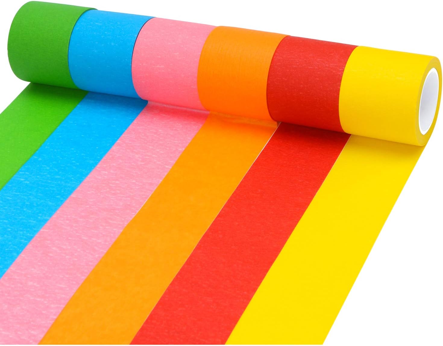 Resinta 6 Pieces 2 Inches Colored Masking Tape Rainbow