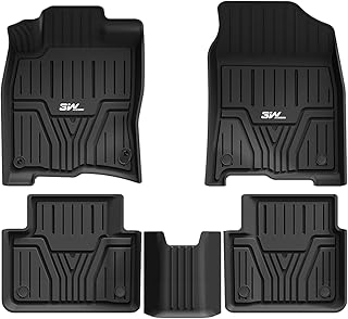 3W Floor Mats Fit for Honda Civic Coupe/Sedan/Type R/Hatchback 2016-2021, All Weather TPE Custom Fit Floor Liner for 1st and 2nd Row Full Set Car Mats Honda Civic Accessories, Black