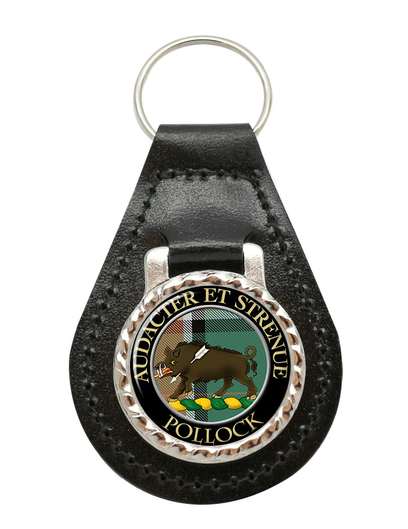 Pollock Scottish Clan Leather Key Fob