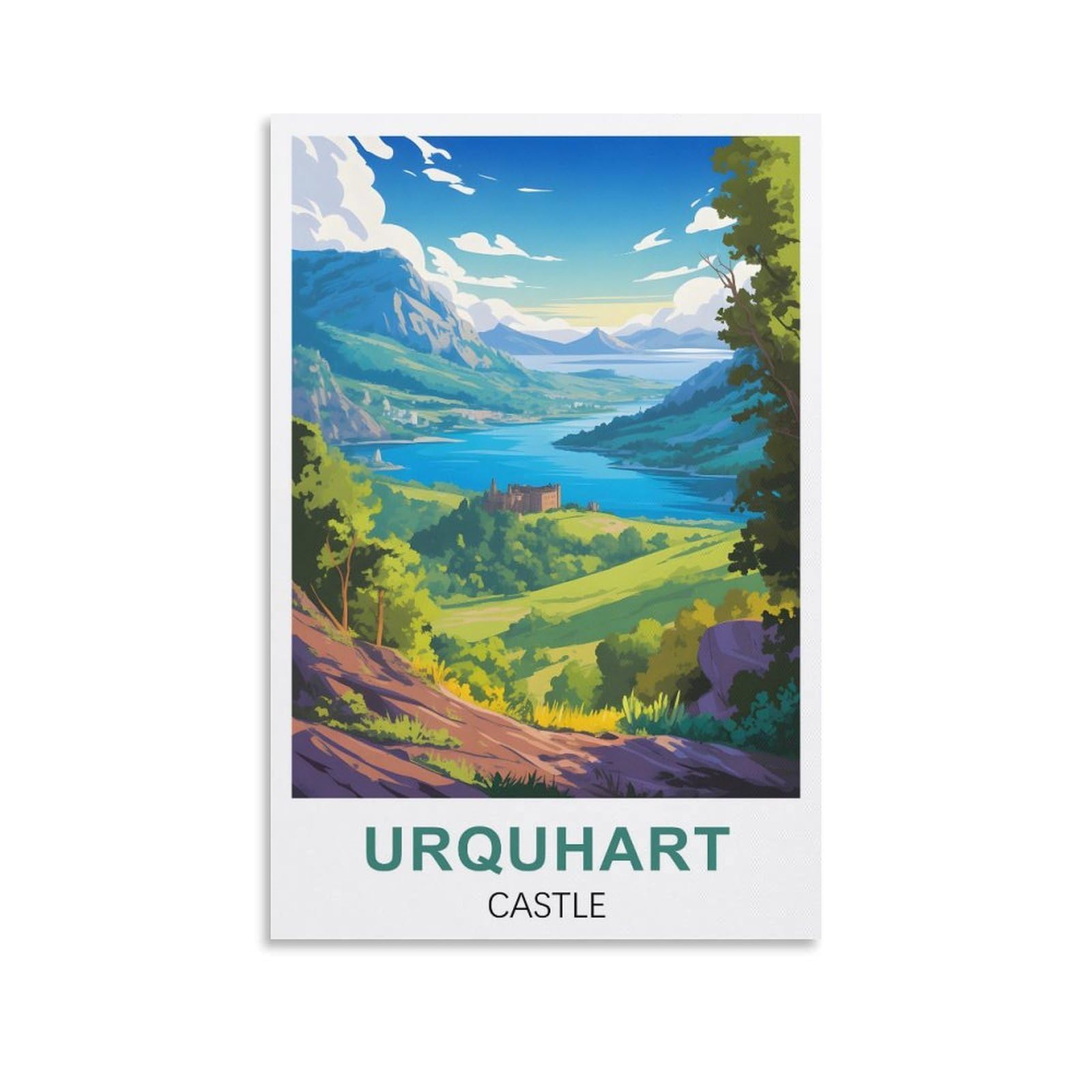 EZMLFA 5D Diamond Art Kits for Beginner,Urquhart Castle Scottish Highlands Kits for Adults and Kids, Full Drill Round Rhinestone Paint with Diamonds,DIY 5D Diamond Art 40x50cm