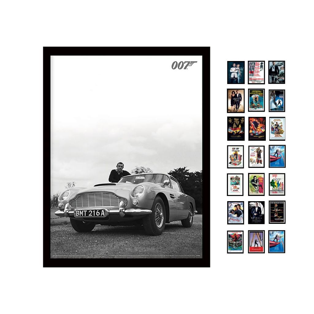 iPosters Pyramid International James Bond (Connery B+W) 30cm x 40cm Framed, Collectors Print - A Stunning Artwork to Enhance Your Collection or Living Space, One Size