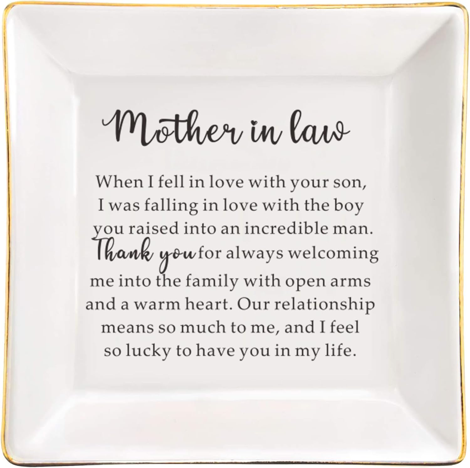 Ceramic Ring Dish Gifts for Mother in Law from Bride, Wedding Keepsake for Mother o...