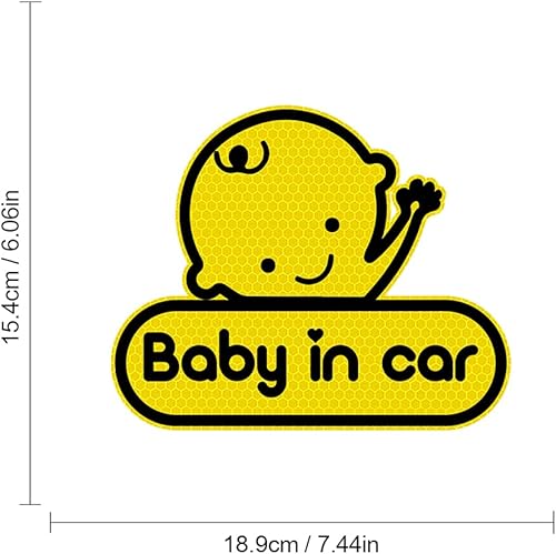 Miniatura 3 de 2 calcomanías de bebé en coche para automóviles, lindas calcomanías reflectantes de alta intensidad para bebé a bordo para parachoques de ventana