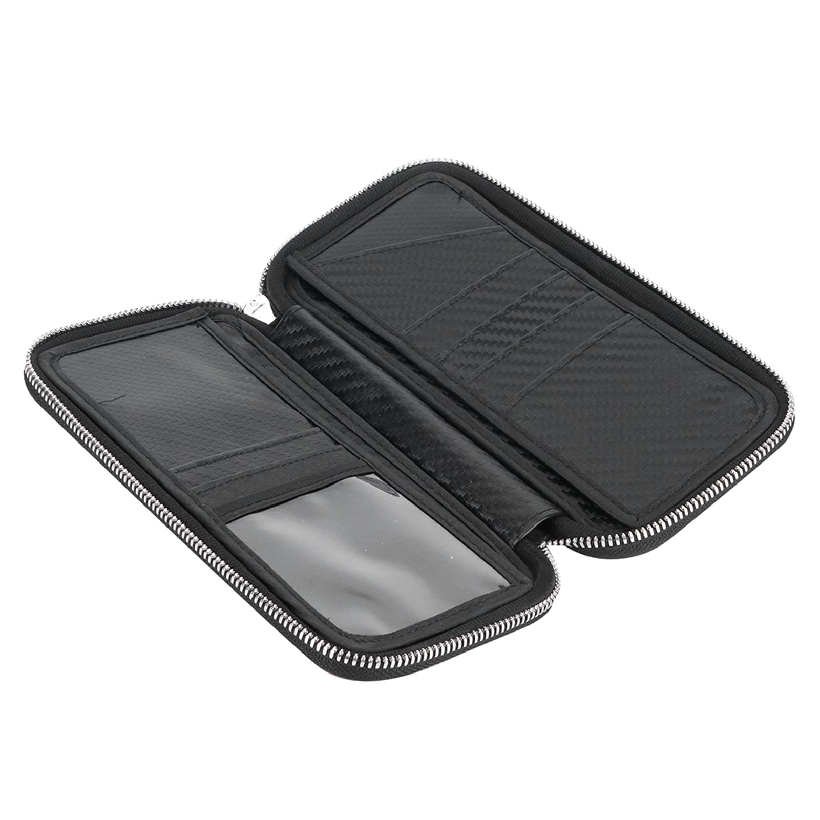 Fdit Portafoglio Portatile in Fibra di Carbonio, Porta Biglietti da Visita con Cerniera Resistente per Uomo e Donna, 21x11x3,5 Cm (rosso)