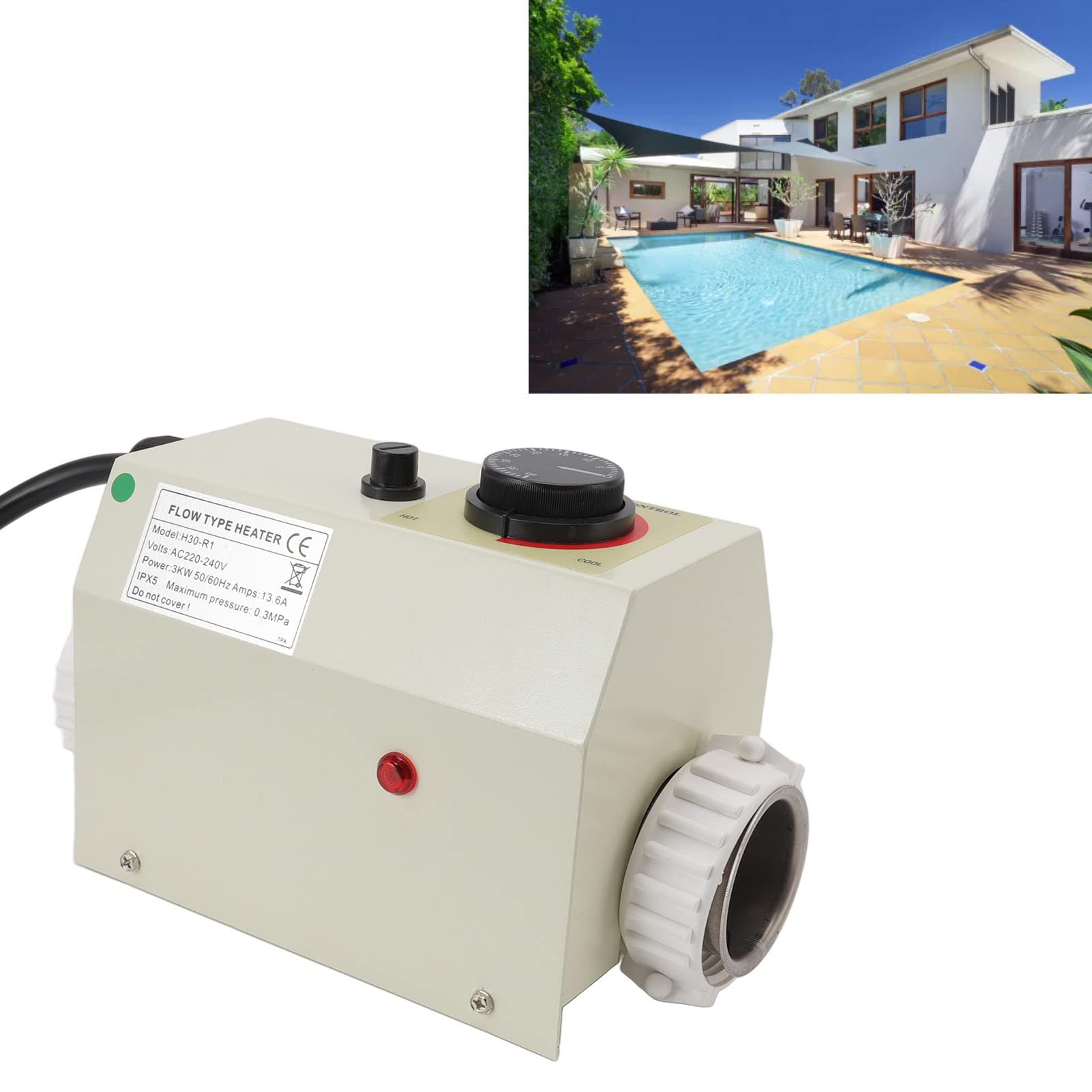 Fabater 3KW Électrique Chauffe-Piscine Thermostat Intelligent pour