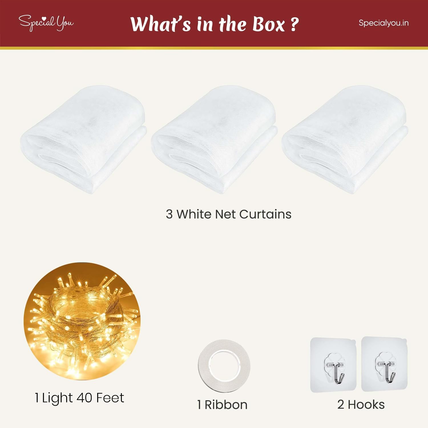 GamersZen Canopy Tent for Decoration Items Includes White net Curtains and Fairy led Light for Backdrop Decoration, Birthday, Anniversary, Diwali Decoration, Pooja Room Decor- 7 Items - Image 2 thumbnail