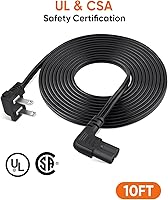 Vista 4 de CableCreation Cable de alimentación angular no polarizado de 2 ranuras en ángulo de 10 pies 18 AWG para Samsung TV, LG TCL de repuesto