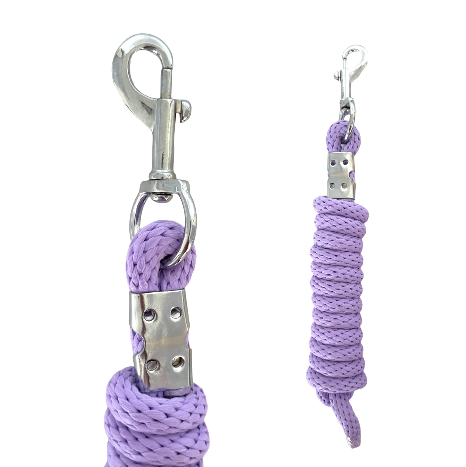 JA4003 - Cabestro de piel sintética con mosquetón ajustable, cabestro de caballo, caballo de madera, cuerda de amarre (piel sintética, mosquetón, lavanda, cob)