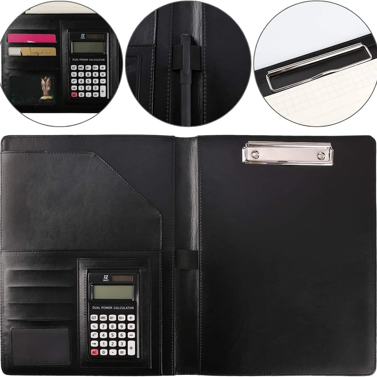 Ledermappe A4 Portfolio-Hülle Bling Padfolio Cover Legal Document Organizer mit Klemmbrett im Letter-/A4-Format Hartfaserplatte Visitenkartenhalter