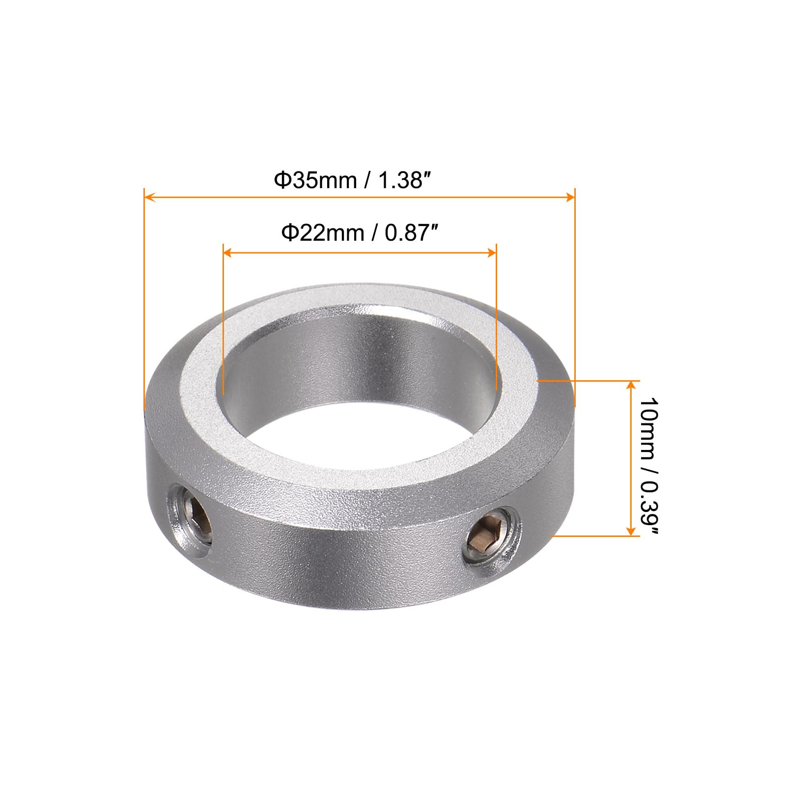 HARFINGTON Juego de 4 collares de eje de aleación de aluminio de 22 mm de diámetro, 35 mm de diámetro exterior, 10 mm de ancho, para eje de carretilla de rueda, conjuntos de caja de cambios, máquinas