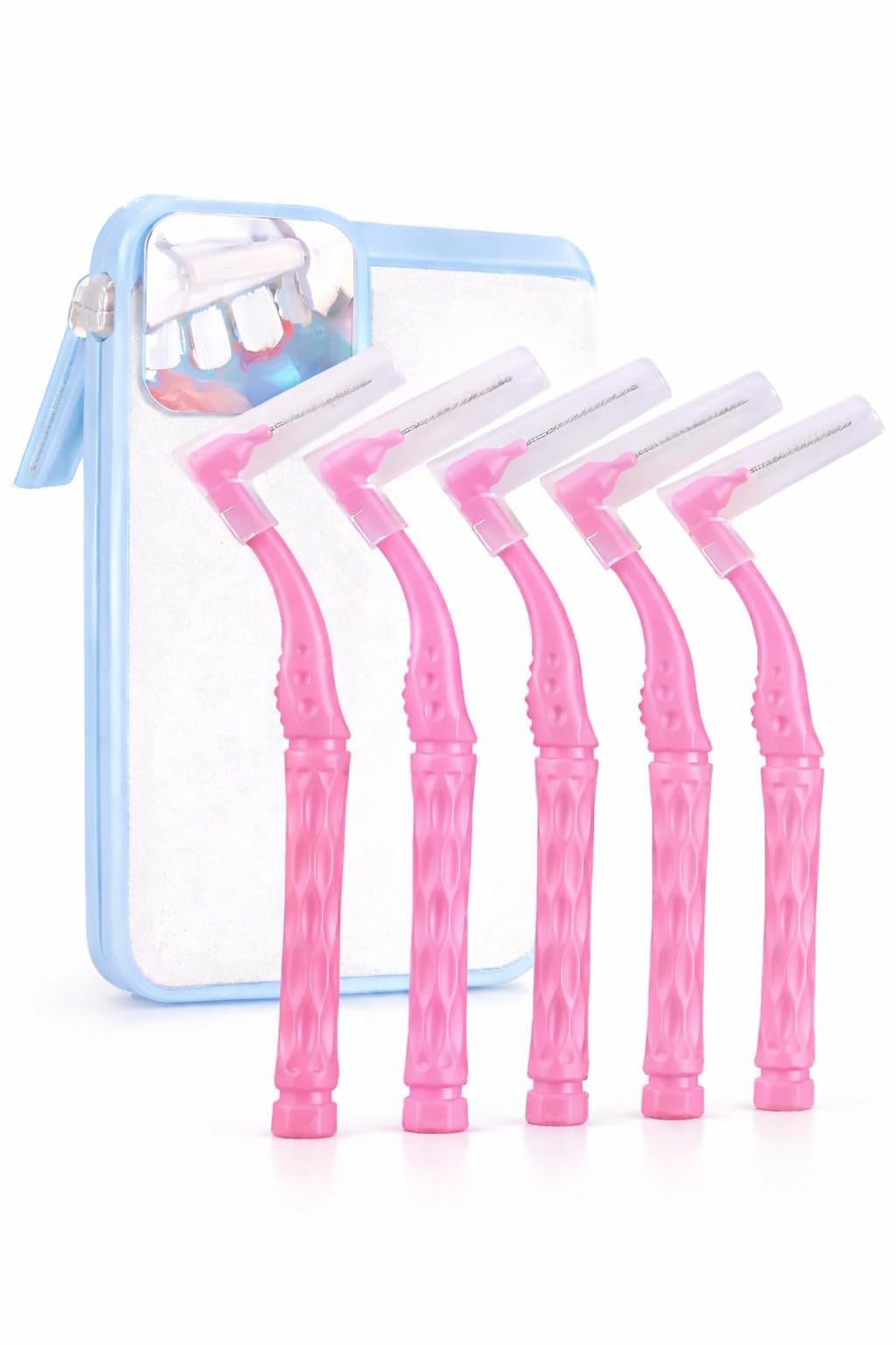 Interdental Brushes 0.8mm, 5 Pack Dental Cleaning Brushes for Between Teeth, Soft Bristle Oral Care Brushes for Braces, Tight Spaces, Plaque Removal & Gum Care (PINK)-image-22