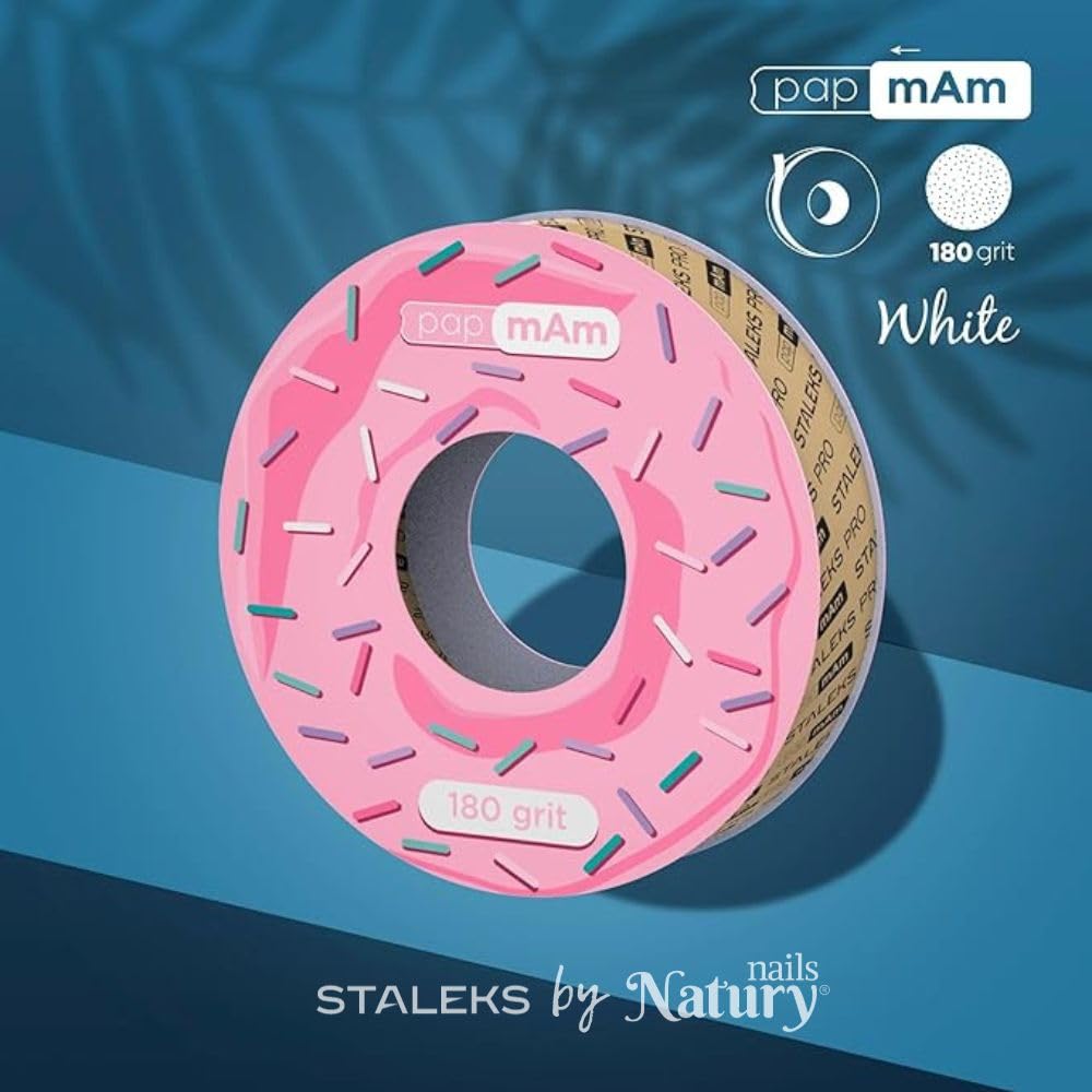 STALEKS PRO Bobbinail Papmam Expert Lime à ongles jetable, blanc, pour distributeur de limes donut, 6 m, grain 180