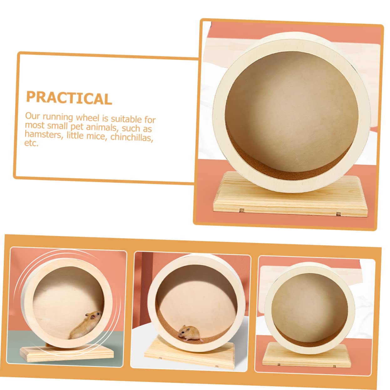 HEMOTON Wooden Hamster Wheel Silent Exercise Wheel for Small Pets Durable Running for Hamsters Mice Hedgehogs and Squirrels Present for