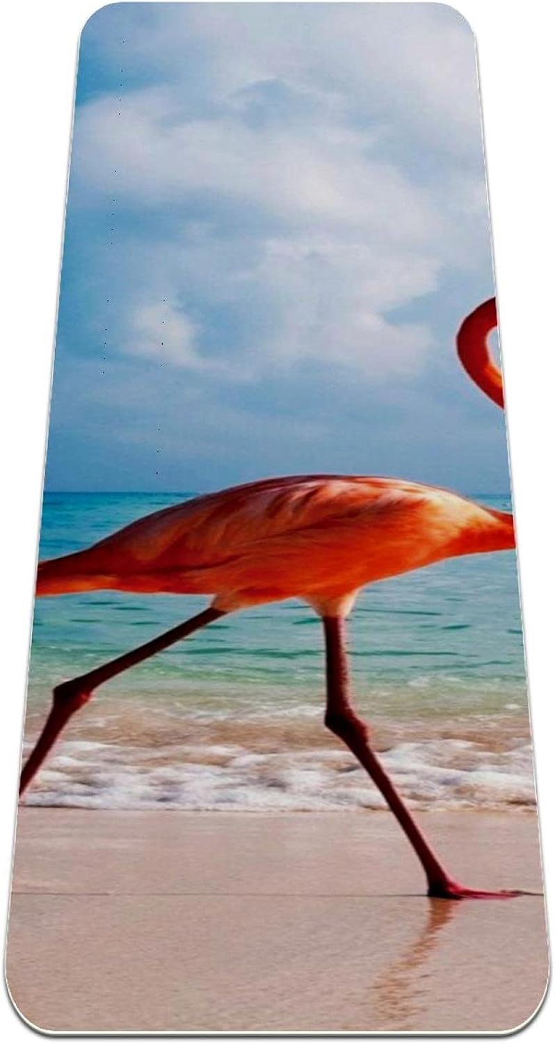 Yoga Mat pink flamingos on the beach Extra Thick Non
