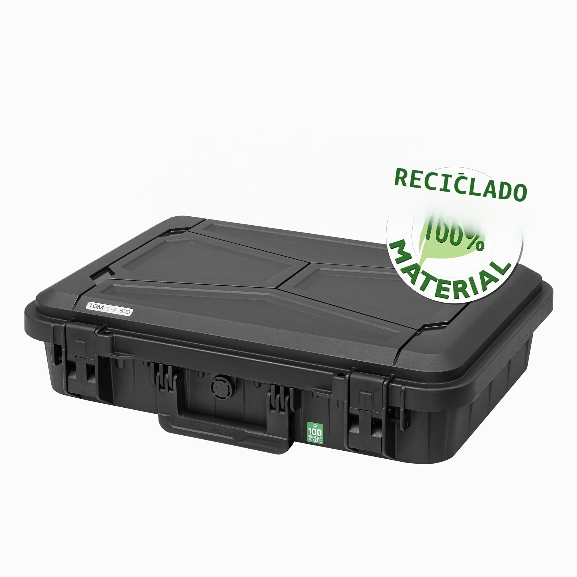 TOMcase Maletín para portátiles y portátiles de 16" a 18" y accesorios – Funda rígida ecológica impermeable con espuma de cubo y soporte para portátil 3 en 1 – ideal para juegos y uso al aire libre (L
