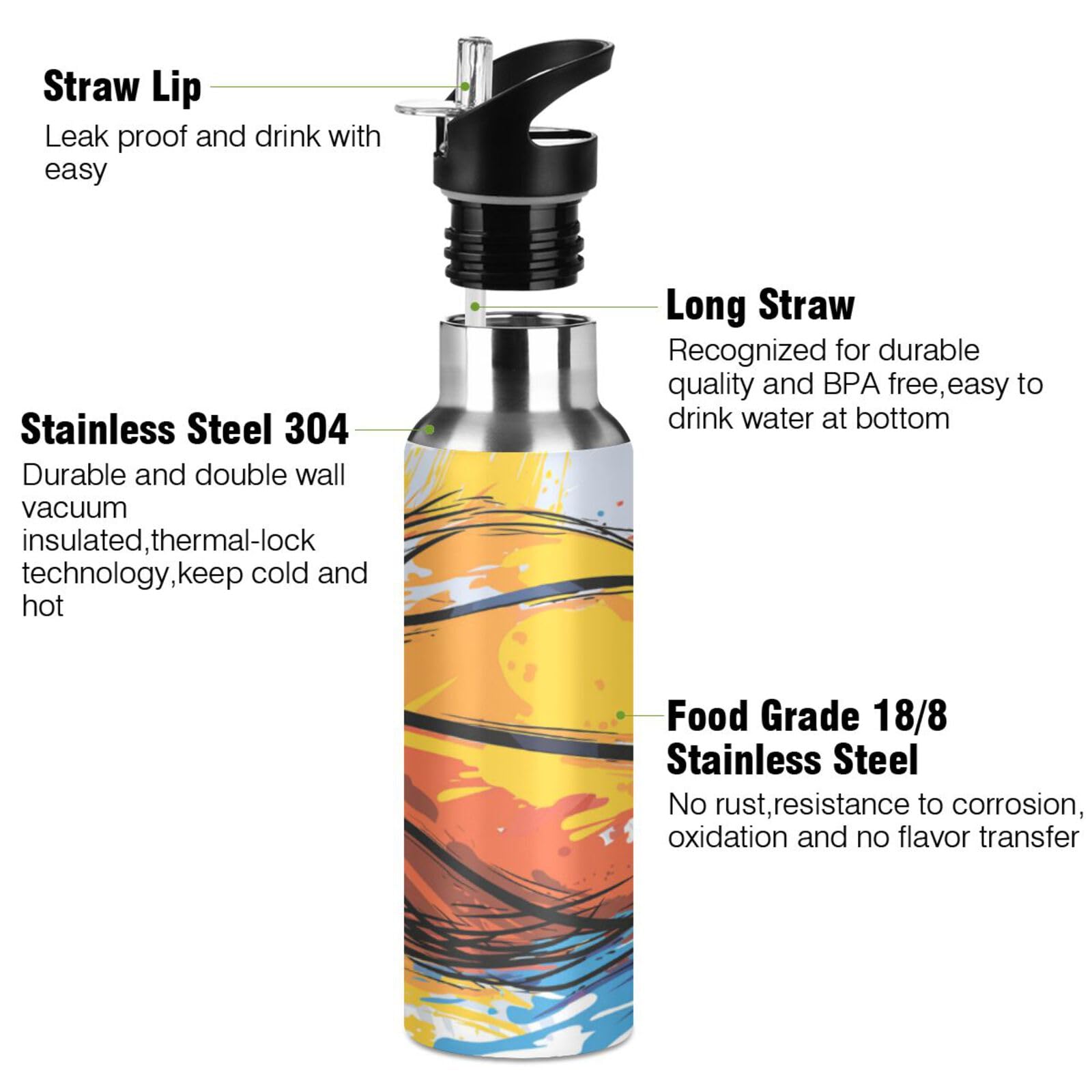 Mnsruu Art Mignon Cheval Animal Isotherme Bouteille d'eau avec Paille, Gourde Sport en Acier Inoxydable 600ML Gourdes sans BPA pour Enfant Garçon Fille École Bureau Mnsruu Art Mignon Cheval Animal Isotherme Bouteille d'eau avec Paille, Gourde Sport en Acier Inoxydable 600ML Gourdes sans BPA pour Enfant Garçon Fille École Bureau