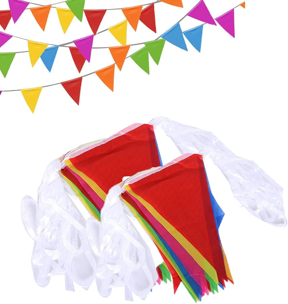 Bunting Banner, Bunting Flags, Party Decorations. Great suitable for indoor and outdoor Holiday celebration decoration, carnival party decorations, garden party ,80 colorful flags 131ft