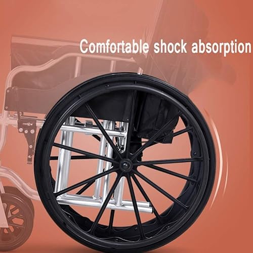 Miniatura 3 de Ztimi Silla de ruedas dispositivo móvil de luz plegable de aluminio con bolsa de almacenamiento trasera neumático inflable doble freno para