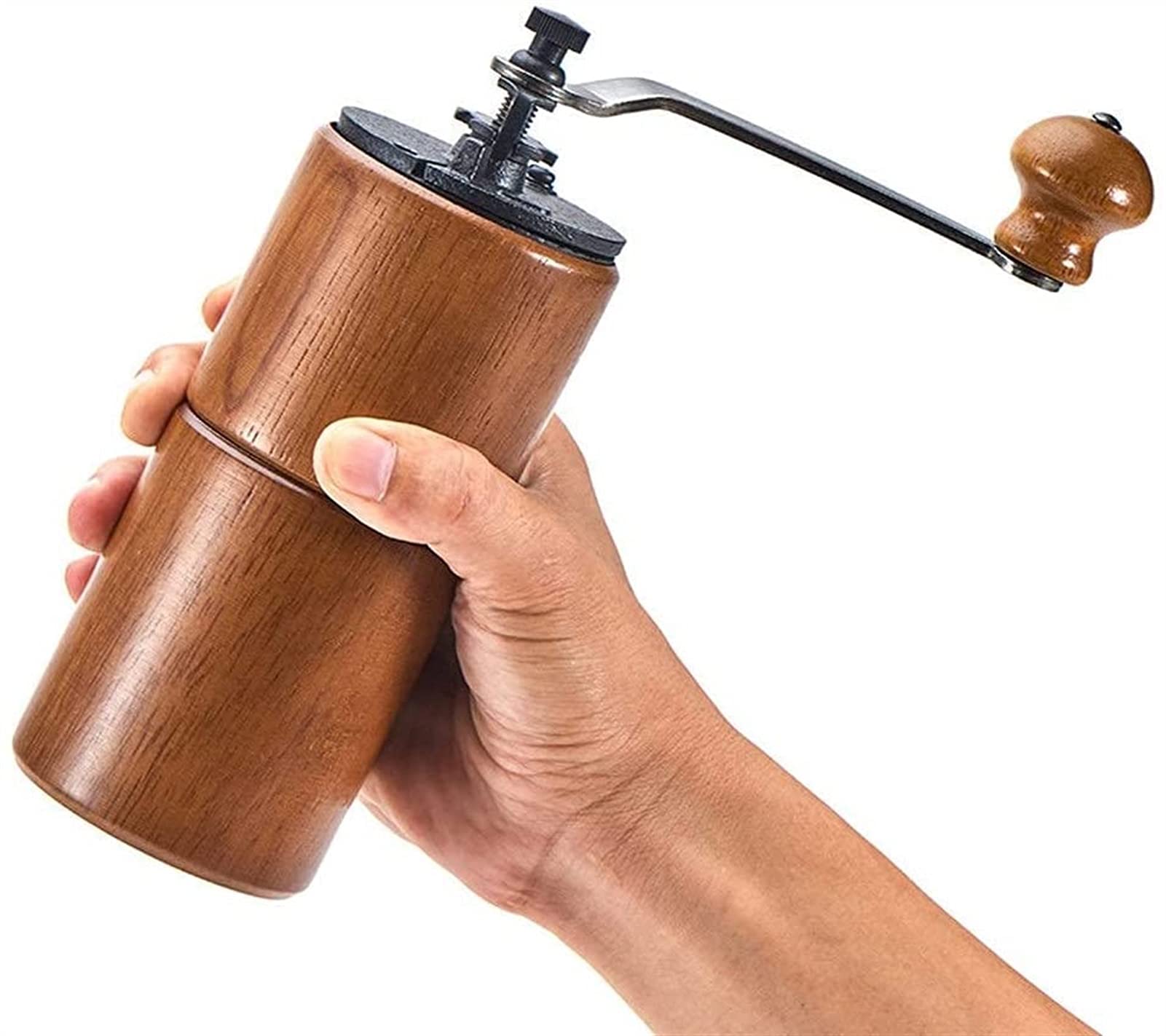 Macinacaffè Manuale Macinacaffè Manuale in Legno con Macina Ceramica Regolabile Dimensioni Compatte con Pennello Perfetto per L'home Office E I Viaggi