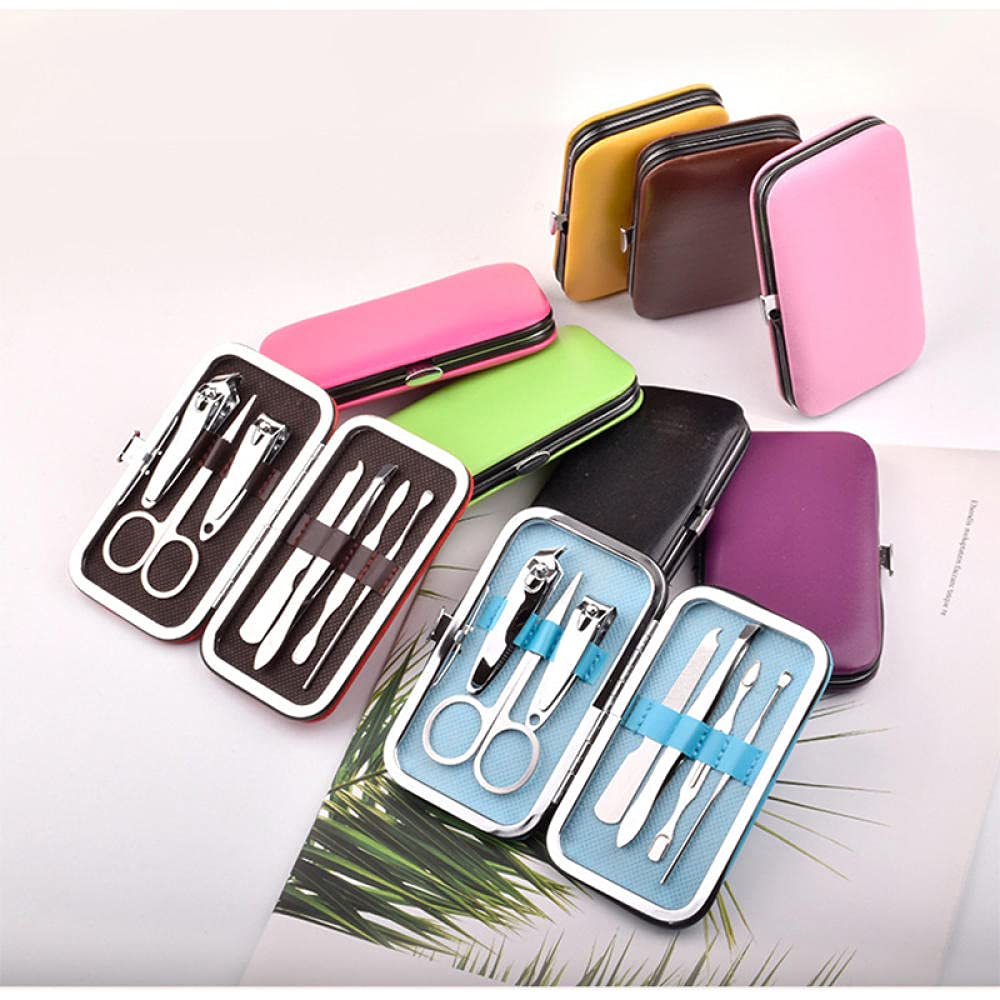 Kit de manicura y pedicura, juego de cortaúñas de 7 piezas, kit de herramientas de manicura, kit de aseo profesional, herramientas de cuidado de cortador de uñas para viajes a casa, para hombres y m