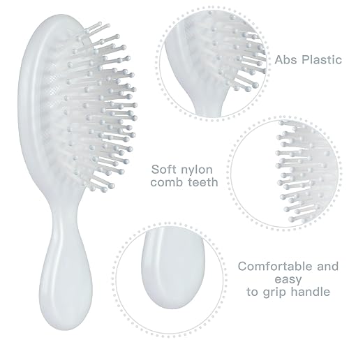 Miniatura 4 de Joi-Fun Mini cepillo de viaje para mujereshombresniños  Cepillo desenredante de bolsillo con espejo para cabello húmedo y seco  Juego de cepillo de