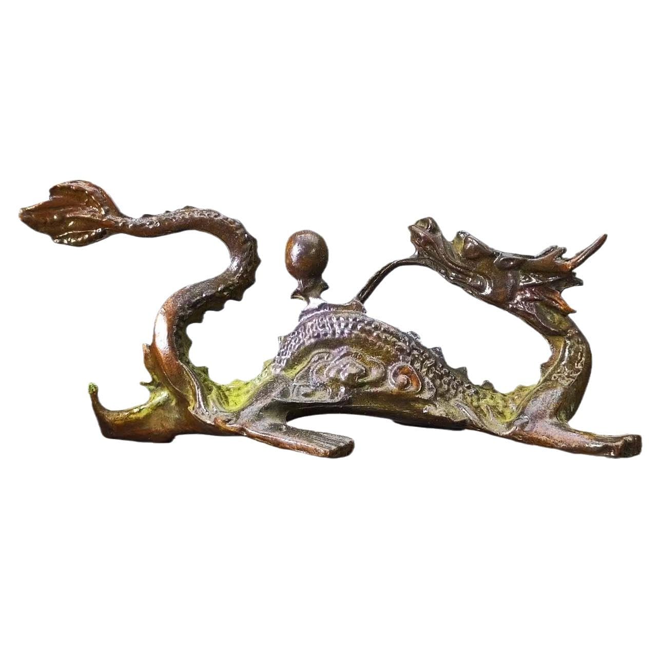 Huolimxun Antique Solid Brass Dragon Ornament 13cm