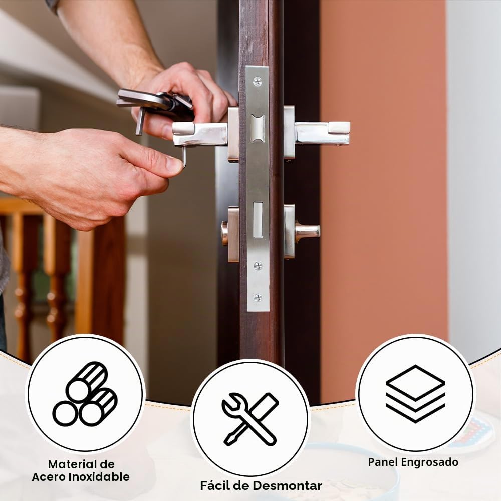 2 Piezas Cerradura Monopunto de Palanca de Acero Inoxidable Cerradura para Marco Tubular Distancia de 85 mm, Mandril de 35 mm para Puerta de Jardin, Puerta Metálica de Casa para Izquierda/Dere