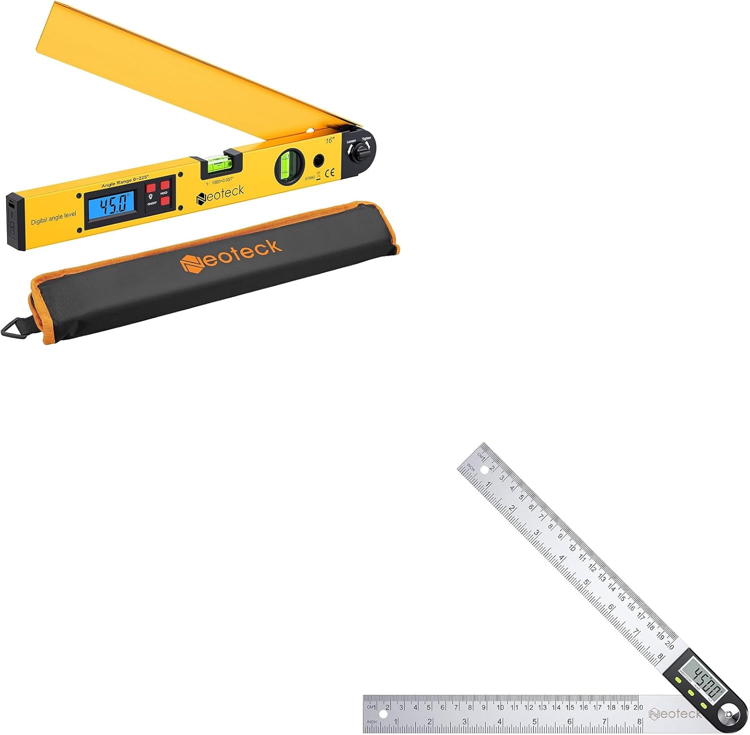 Neoteck 225 Degree Angle Ruler + 8 inch Digital Angle Ruler