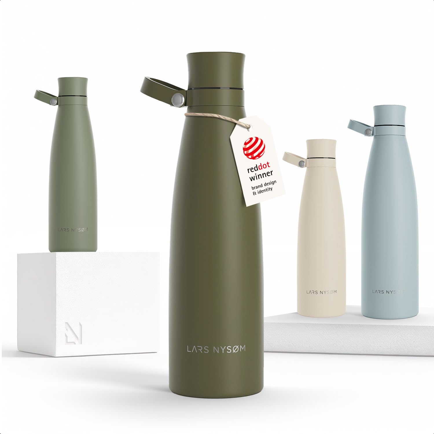 LARS NYSØM Trinkflasche Edelstahl 750ml | Isolierflasche 0,75 Liter | Auslaufsichere Wasserflasche für Sport, Fahrrad, Hund (Olive Green, 750ml)