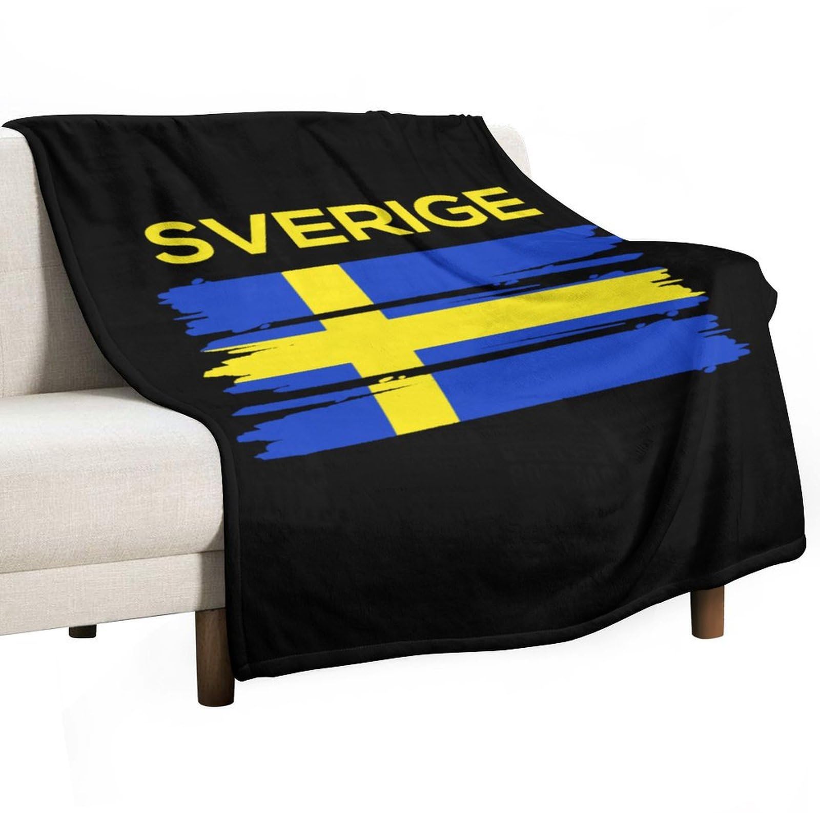 Cgsbngha Style Sverige Sweden Swedish Flag Flannel Fleece Blanket Lightweight Soft Throw Blankets For Sofa Couch Bed Chair