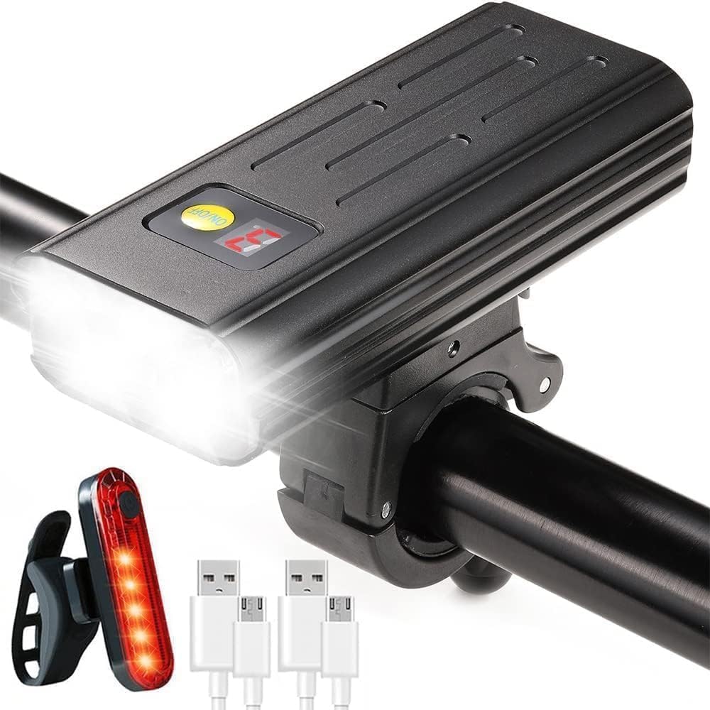 Victoper 2026 Upgraded Bike Lights Set, 2000LM 5-LED Front Headlight with Rear Taillight, USB Rechargeable Bicycle Lights, IPX6 Water Resistant, Multiple Modes for Road, MTB & Night Cycling