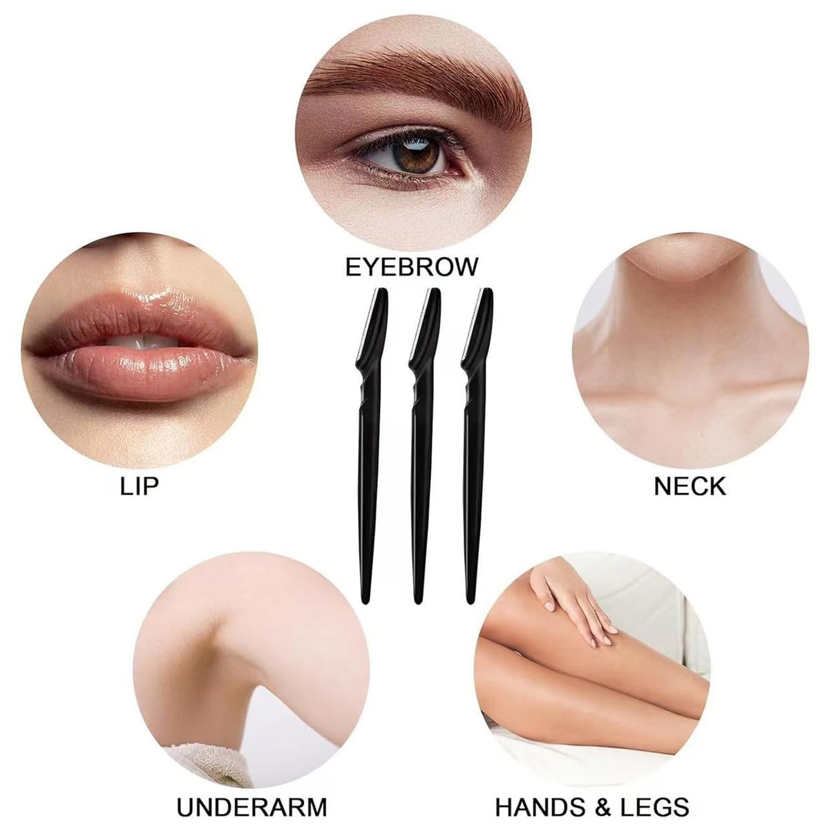 D15 unidades de maquinilla de afeitar para cejas, recortadora de cejas para mujer, para cara, cuerpo y cejas, para hombres y mujeres, vello facial, portátil (negro) — view 2