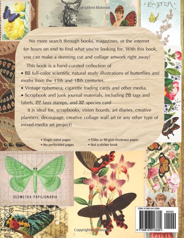 Miniatura 2 de Butterflies and Moths for Cut and Collage (MATTE) A Vintage Ephemera Collection of Butterflies and Moth for Collage, Scrapbooking and Mixed Media