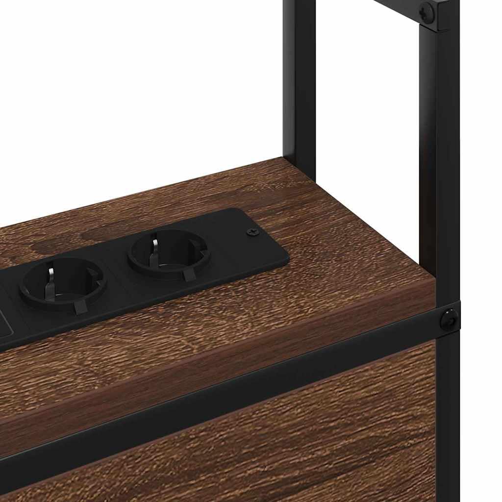 vidaXL Headboard de Rangement avec Station de Charge Chêne Marron, Chambre, Tête de lit Moderne et stylée, Rangement Pratique, Solution sans désordre, Station de Charge Sympa, Meubles urbains