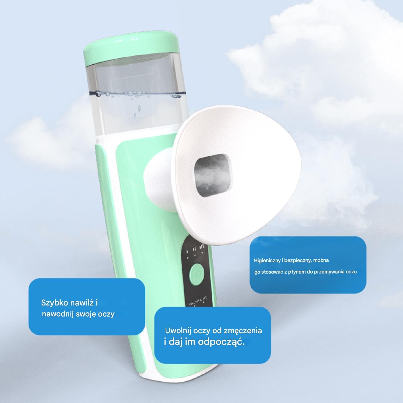 Eye Steamer, Nano Humidifier, Dry Eye Sprayer, Rechargeable Mist Device, Moisturizing Skin Tool, Portable Steam Cleaner with Drops Applicator for Soothing Relief Care, 2.44x2.72x4.88 Inches