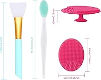 Vista 2 de 6 Pieces Soft Silicone Face Scrubber Facial Cleansing Brush Pore Cleansing Pad, Lip Exfoliator Brush, Silicone Face Mask Brush for Skin Care