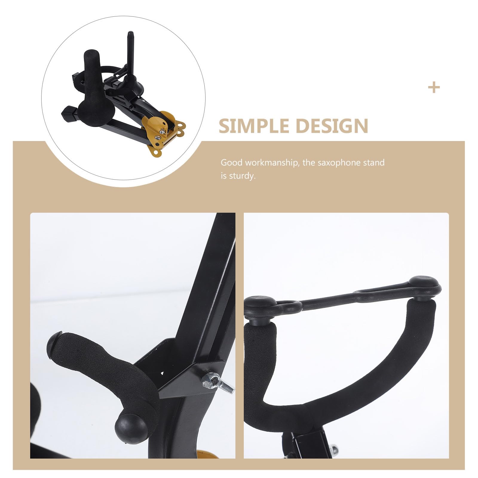 Homoyoyo Supporto per Sassofono Tenore Pieghevole in Ferro e Abs Nero, Leggero e Stabile, Accessorio per Collezionisti di Sax e Strumenti a Fiato