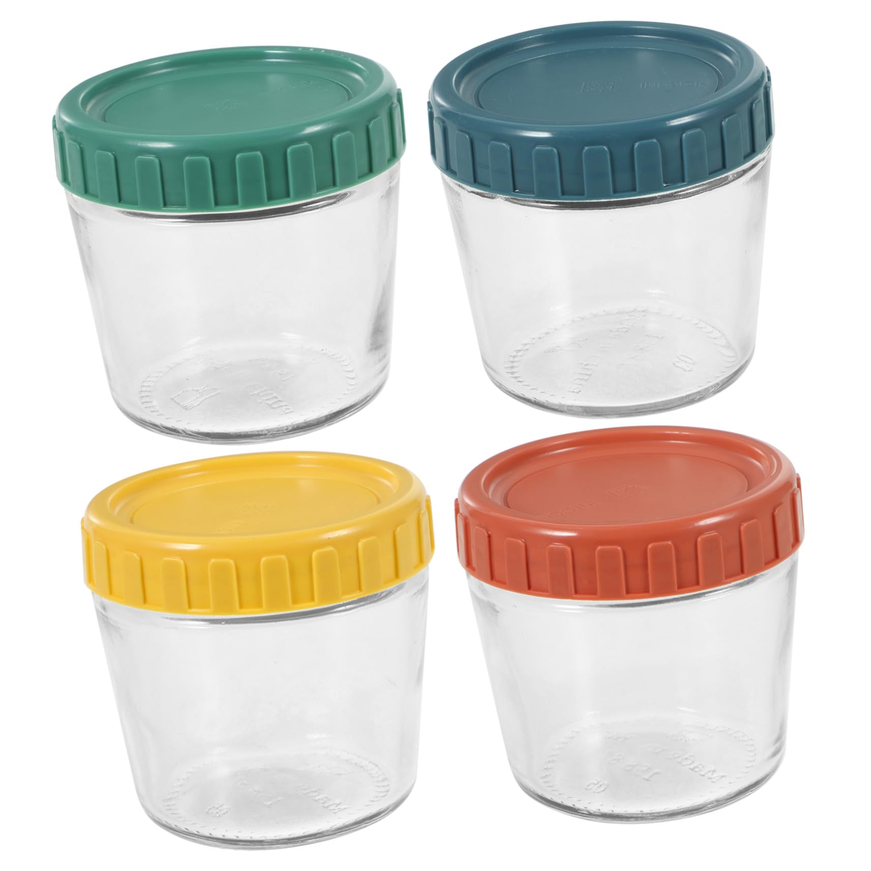 4 pièces Lot de Bocaux Verre Hermétiques avec Joint Étanche Pots Yaourts Réutilisables Boîtes Alimentaires Empilables pour Cuisine et Conservation des Aliments