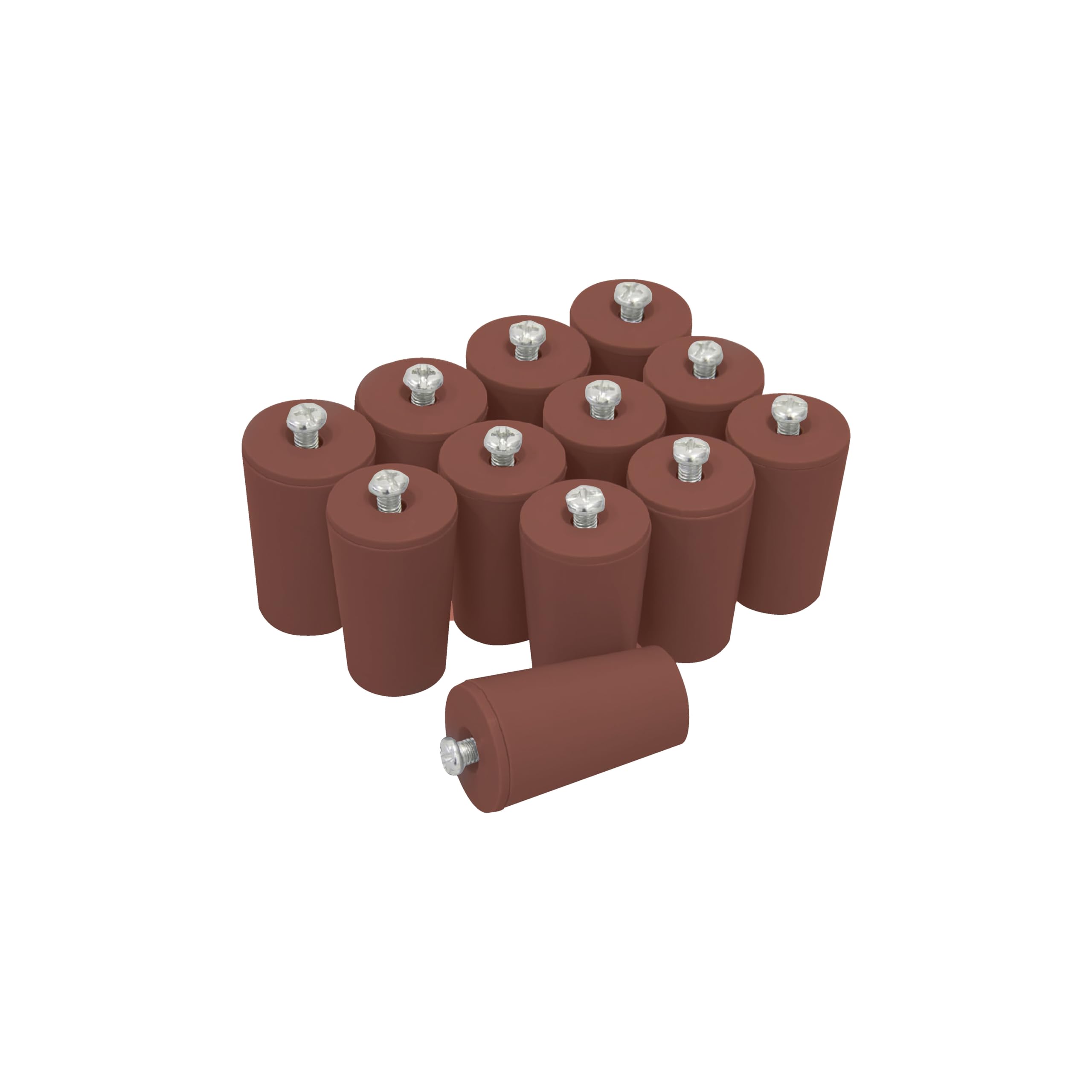 Tappi conici per tapparelle - Tappo finecorsa - Confezione da 12 pezzi (con viti) - 2 misure disponibili (30mm e 40mm) - Disponibili in colore Grigio, Marrone o Bianco: (MARRONE, 30mm)