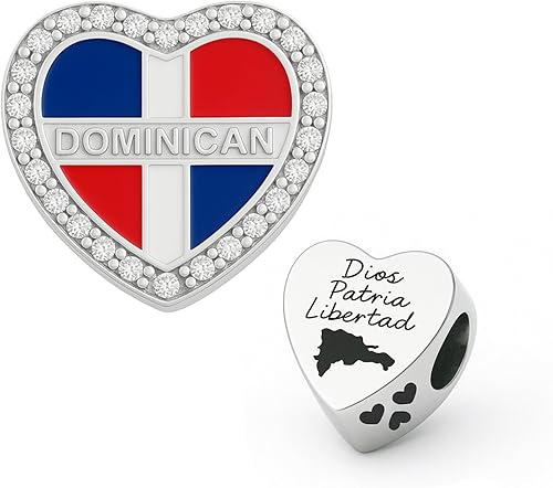 Mapa del corazón dominicano y dije redondo, dije de regalo de República Dominicana, plata esterlina, regalo para esposa, mujeres, amigos, familia,