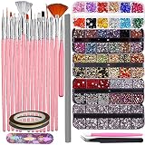 Liliyab Nail Art Supplies, Halloween Nail Gems and Rhinestones 5960Pcs, Nail Art Brushes 15Pcs, Nail