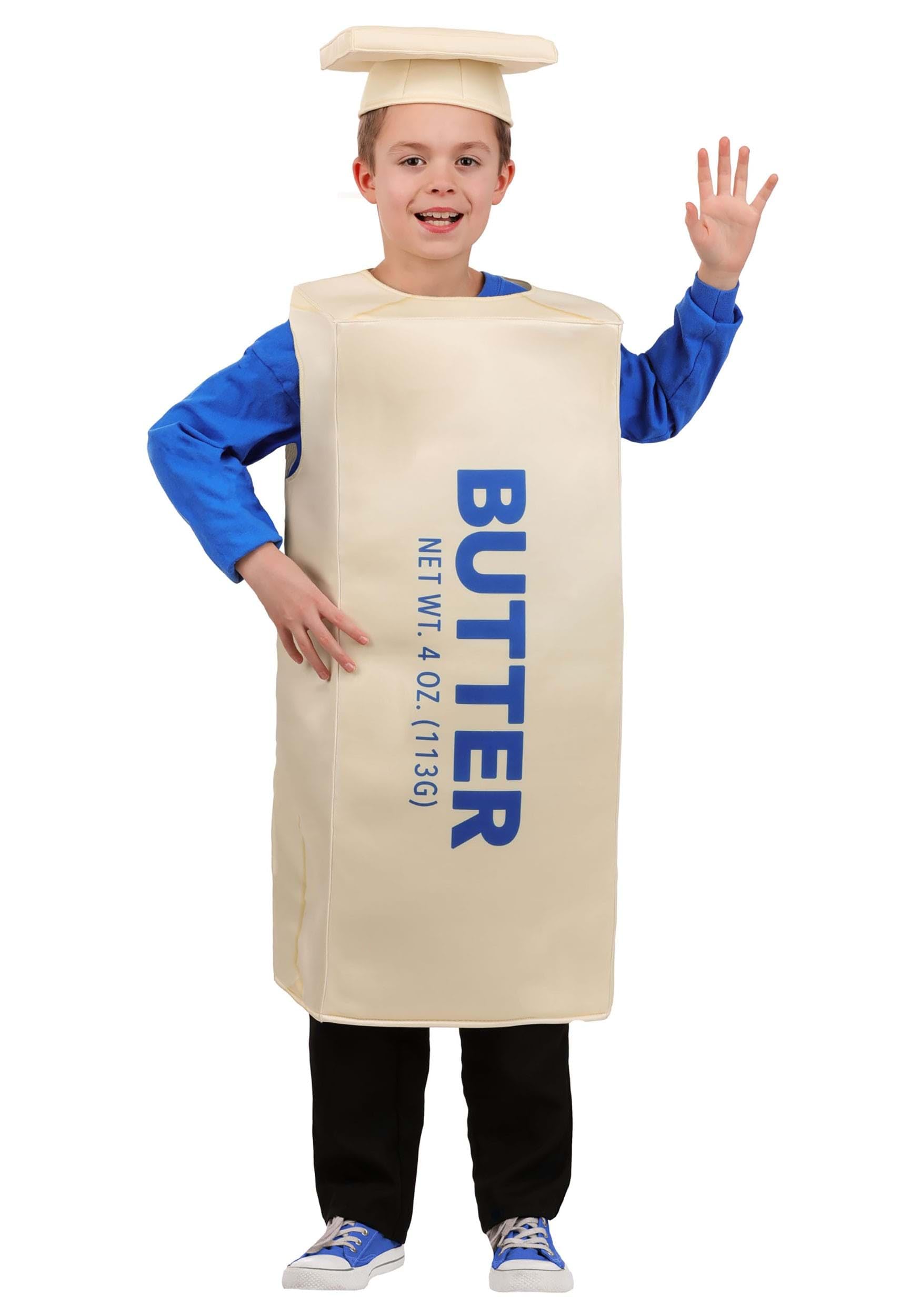 Kid's Stick of Butter Food Costume | Includes Foam Tunic and Matching Hat for Halloween or Group Dress Up Fun
