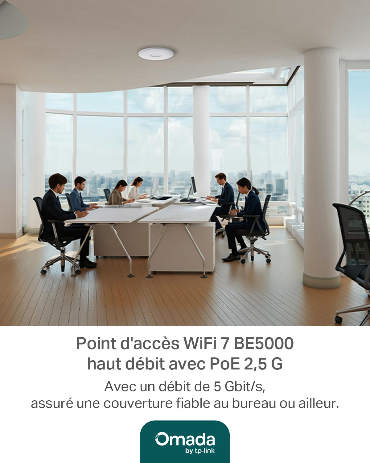 TP-Link Omada Point d'Accès WiFi 7 Plafonnier BE5000 Mbps, EAP720 | Port 2.5 Gigabit PoE+, Gestion simplifiée via l'application Omada, Omada Mesh, idéal pour bureaux, hôtels/commerces