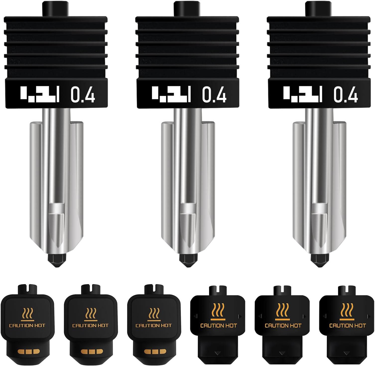 3PCS 0.4mm Hotend Compatible with Bambu Lab X2D/P2S/H2S/H2D/A1/A1 Mini – Quick Swap Extruder Print Head with 3 Silicone Cover Socks