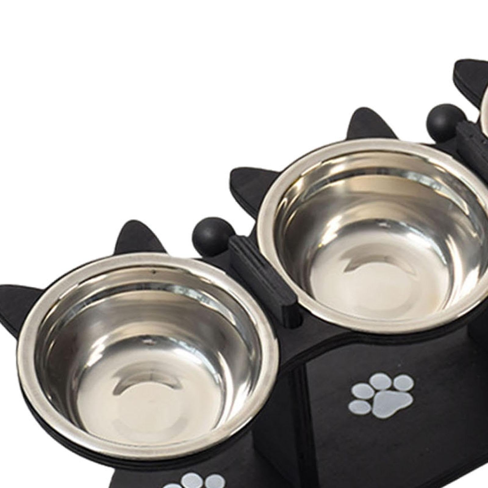 1 Cuenco Elevado para Gatos Y Perros Doble Función con Soporte de Madera Y Recipientes de Acero Inoxidable Removibles Adecuado para Mascotas, Negro, Individual
